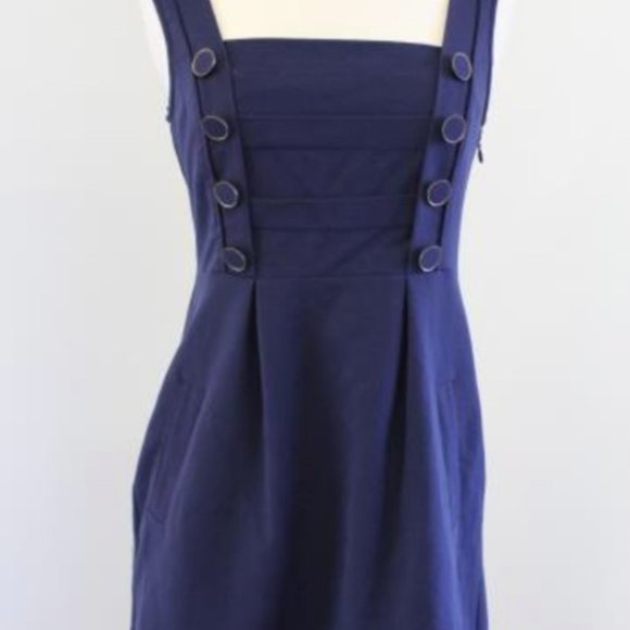 Women's Moulinette Soeurs Anthropologie Dress Blue Lined Sailor Buttons Navy - Picture 1 of 4